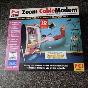 Zoom CableModem PCI Internal Cable Modem Model 5001 Open Box Windows 98 2000